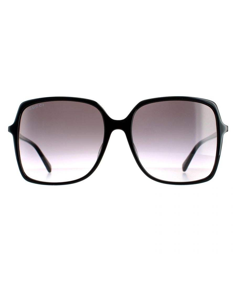 Gucci Square Womens Black Grey Gradient GG0544SA  Gucci are a simple and elegant oversized square design crafted from lightweight acetate. Super slim temples feature the interlocking GG logo.