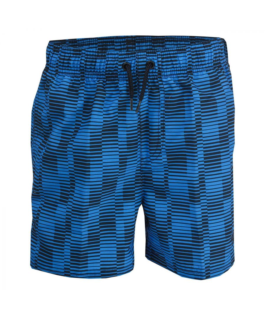 Junior Boys Speedo Allover Print Swim Short in navy.- Elasticated waistband with external drawcord.- Speedo branding.- Quick dry.- Lightweight fabric.- Body: 100% Recycled Polyester. Lining: 100% Polyester.- 812404F394JPlease note that returns will only be accepted if the hygiene label is still attached to the product.