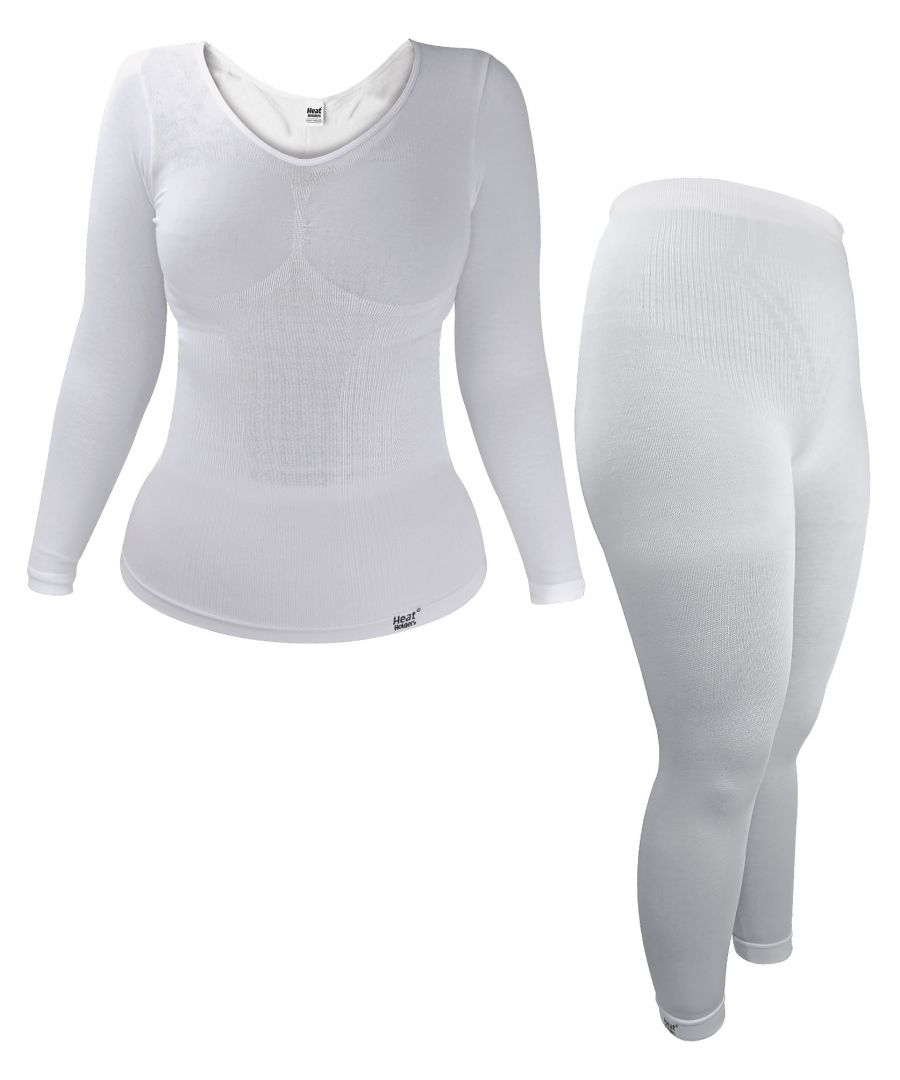 Heat Holders - Ladies Long Sleeve Thermal Top & Long Janes SetThis Heat Holders set of thermal underwear is the perfect set for layering as of its easily fitting design for under your clothes for a smooth slim fitting thermal base layer for the colder days where one layer isn’t enough!This thermal underwear set has a TOG rating of 0.39 adding that crucial extra layer of warmth. The higher the TOG the better the garment will keep you warm. They also have Heat Holders Thermal construction which holds more warm air close to the skin keeping you warmer for longer.The base layer is made of a lovely soft modal fabric which helps to add that extra bit of warmth and makes it extremely soft for added comfort to the garment. The top part of the set has a seamless body helping to reduce the risk of irritation, the bottom part has an elasticated waistband meaning it has an ease of fit. – meaning all day comfort while being worn.The technical construction of this thermal underwear along with its supportive fit have been designed so that it effortlessly shapes and works with your body’s natural contours providing the best fit possible – making it hardly noticeable under your clothing. The thermal underwear set includes a long sleeve thermal top, pair of long johns and comes in 2 colours: Black or White. Available in 2 size options: Small/Medium, Large/X-Large. The top is made from: 63% Modal, 35% Polyamide, 2% Elastane & the bottoms from: 34% Polyamide, 33% Modal, 31% Viscose, 2% Elastane and they are Machine Washable.Extra Product DetailsHeat Holders Ladies Thermal Underwear SetLong Sleeve Top & Long JanesSmooth & Slim FittingThermal TOG Rating: 0.39Soft & Seamless BodyAvailable In Black or WhiteHeat Holders Thermal ConstructionHardly Noticeable Under Your ClothingPerfect For Winter2 Size Options: S/M or L/XLMachine Washable
