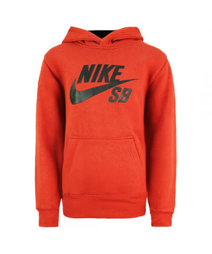 Nike SB Skateboarding Long Sleeve Pullover Orange Kids Hoodie 977824 R33