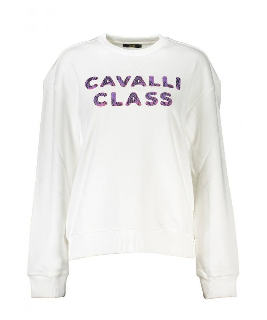 Cavalli Class WoMens White Cotton Sweater - Size Medium