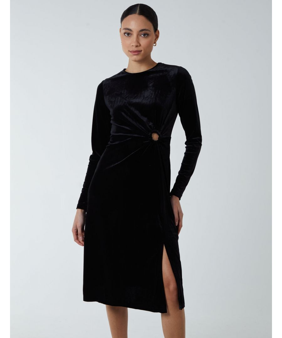 Blue Vanilla Womens High Neck With Keyhole Detail & Long Sleeve Dress - Black - Size 10 UK