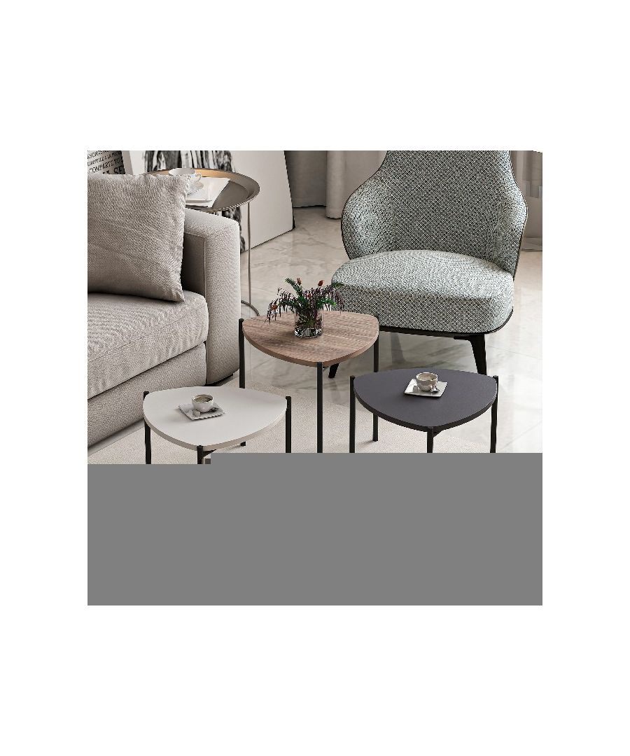 This stylish and functional coffee table is the perfect solution for furnishing the living area and keeping magazines and small items tidy. Easy-to-clean, easy-to-assemble kit included. Color: Multicolour | Product Dimensions: Big W45xD45H45 cm, Middle W45xD45xH40 cm, Small W45xD45xH35 cm | Material: Melamine Chipboard, Metal | Product Weight: 8,2 Kg | Supported Weight: Coffee Table 5 Kg | Packaging Weight: W64xD54xH10 cm Kg | Number of Boxes: 1 | Packaging Dimensions: W64xD54xH10 cm.