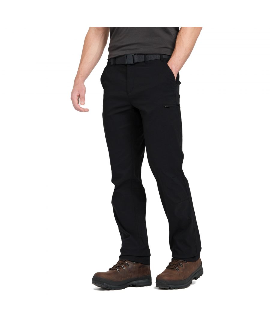 Brasher Mens Stretch Water Repellent Walking & Hiking Trousers with Multiple Pockets - Black Polyamide - Size 38W/29L