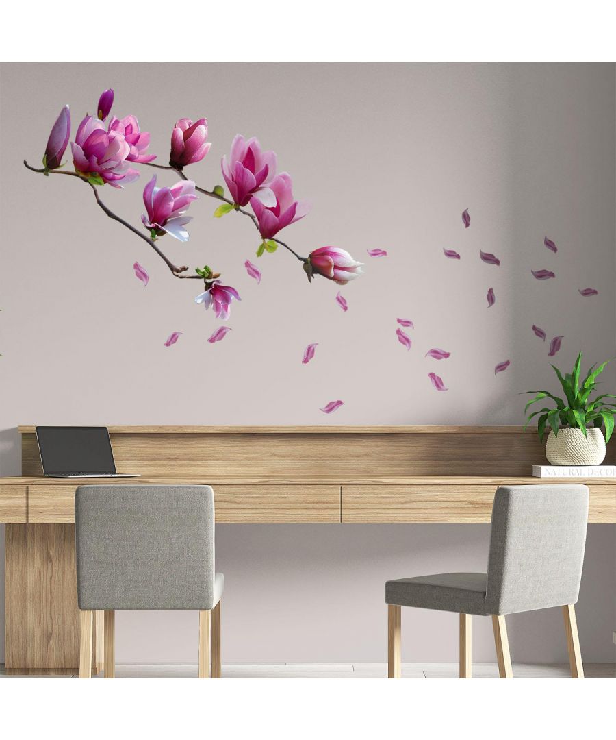 Image for Magnolia Flower wall decal, wall decal bedroom, wall decal living room, wall decoration living room, wall stickers 2 sheets of 30 x 60 cm with 35 pieces of stickers