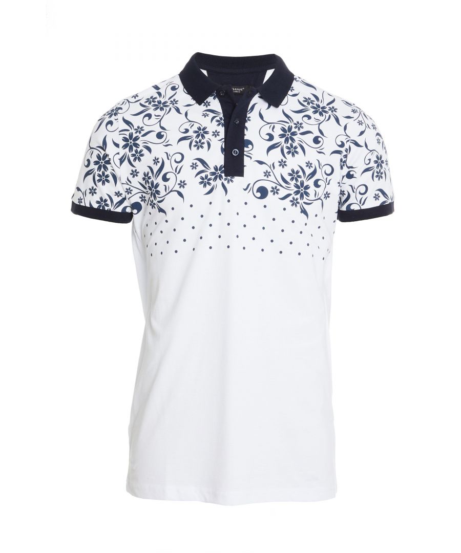 Image for Floral and Spots Polo in White