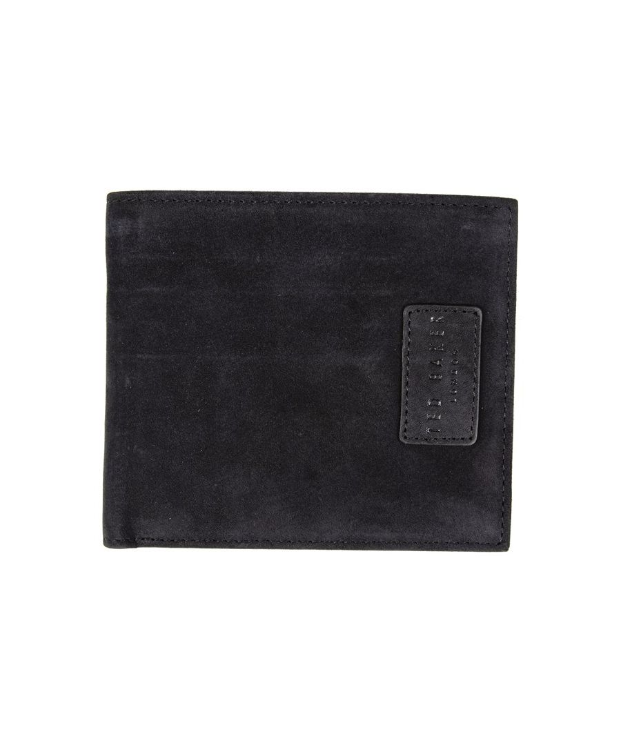 Mens black Ted Baker logo bifold wallet, manufactured with leather. Featuring: eight card sections, note compartment and presentation box.