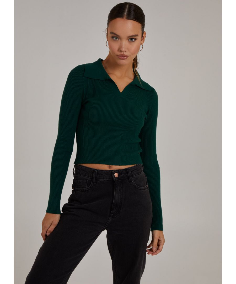 Looking for the perfect top that'll just go with everything? Look no further. This Notch Neck Long Sleeve Polo Top is the season essential you need.