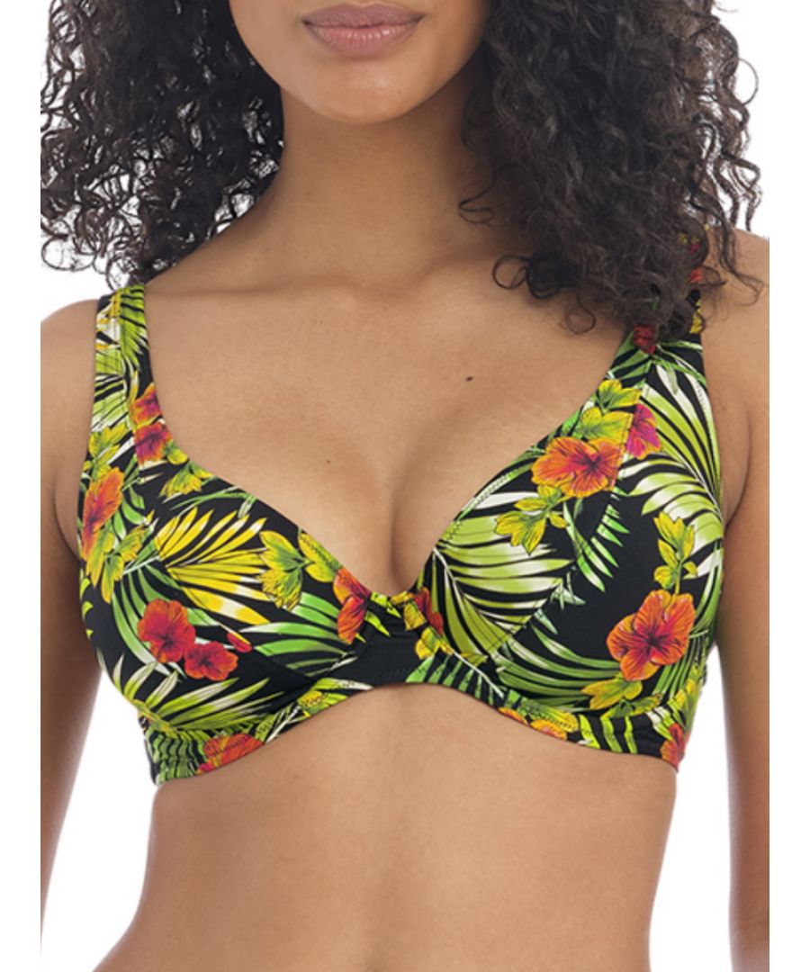 Freya Womens Maui Daze High Apex Bikini Top - Green Nylon - Size 30DD