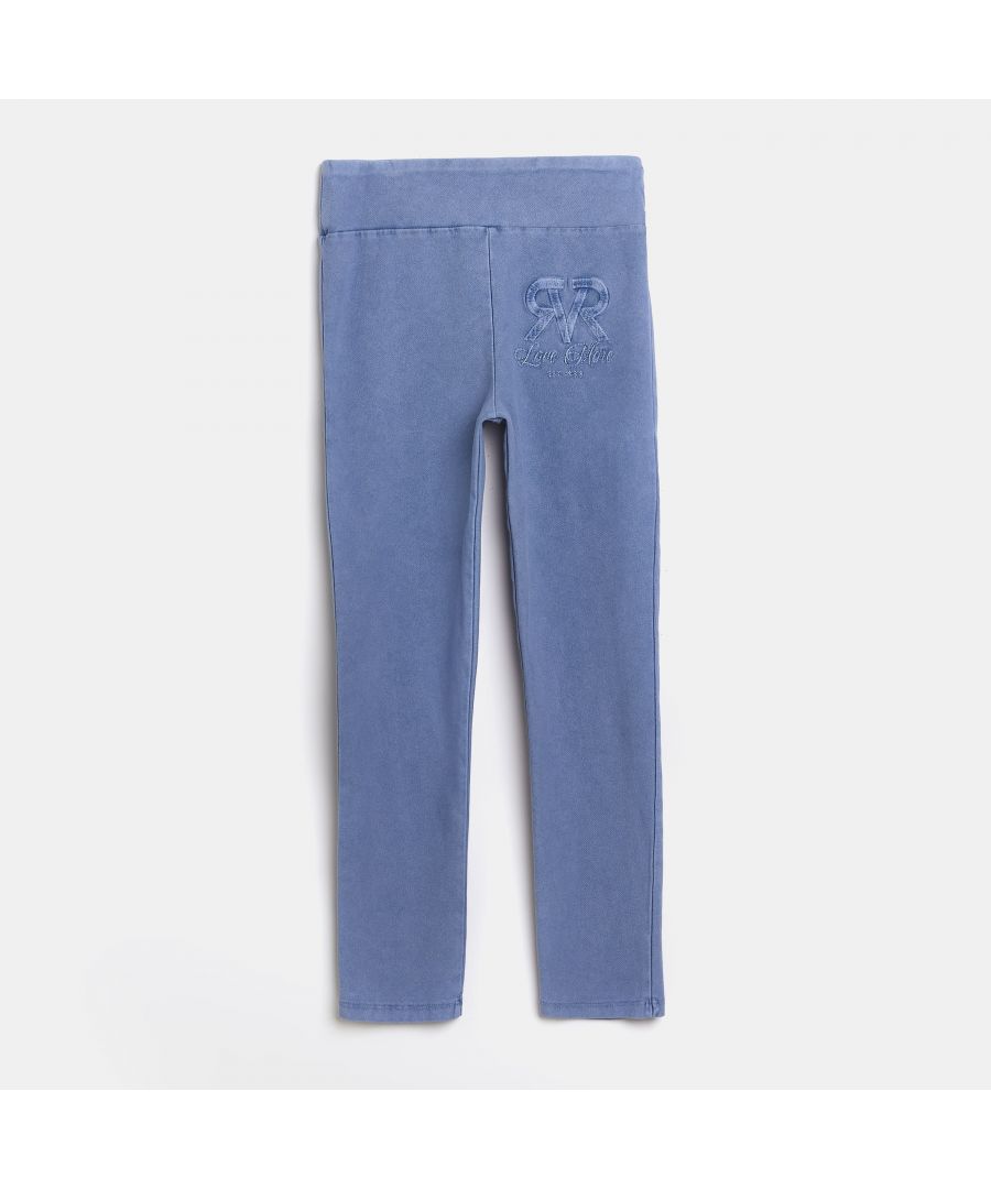 > Brand: River Island > Department: Girls > Colour: Blue > Type: Trousers > Style: Ankle > Material Composition: 69% Cottone 25% Polyester 6% Elastane > Material: Cotton > Size Type: Regular > Occasion: Casual > Pattern: No Pattern > Season: SS22