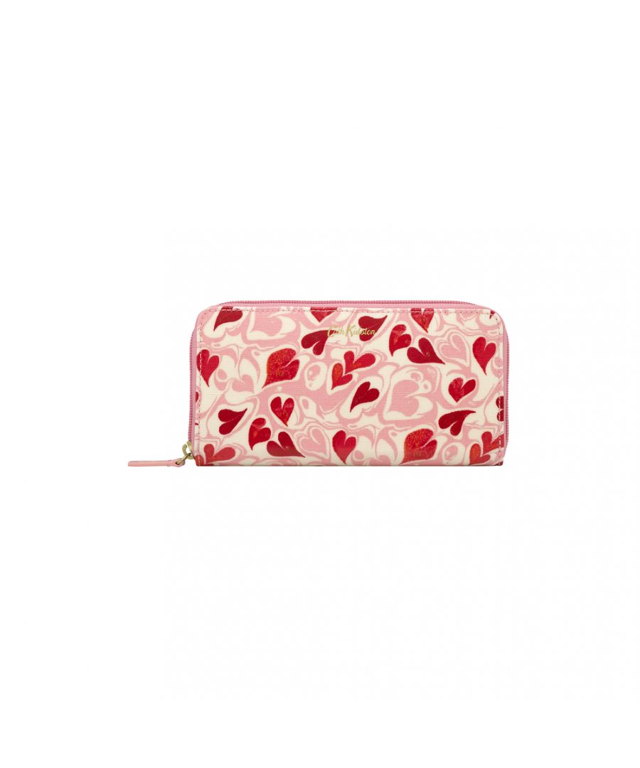 Continental Zip Wallet - Marble Hearts Ditsy - Pink