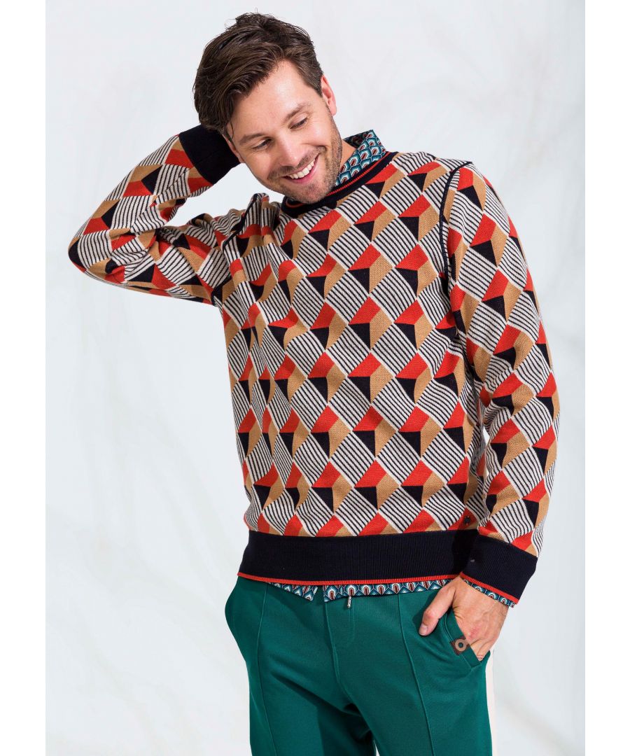 Gebreide trui met een kleurrijke print