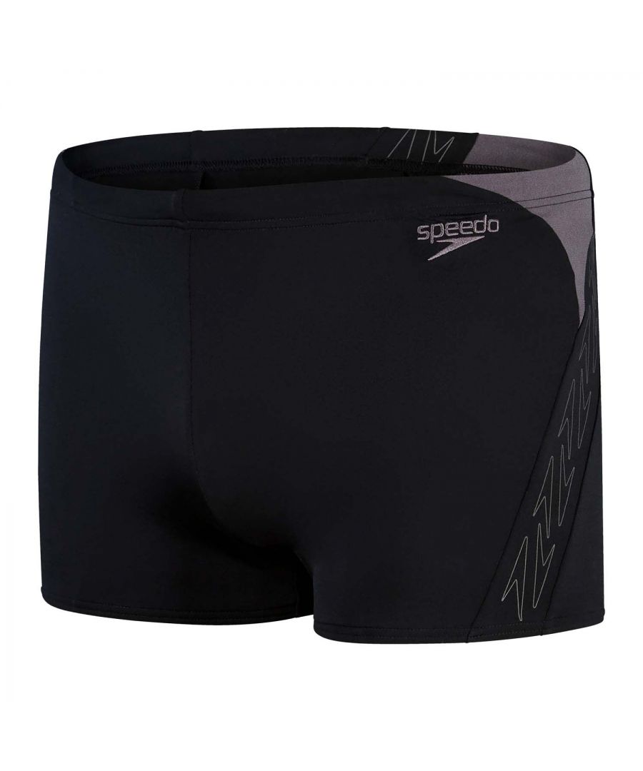 Speedo Mens Hyper Boom Splice Aqua Shorts in Black Grey - Size 34 (Waist)