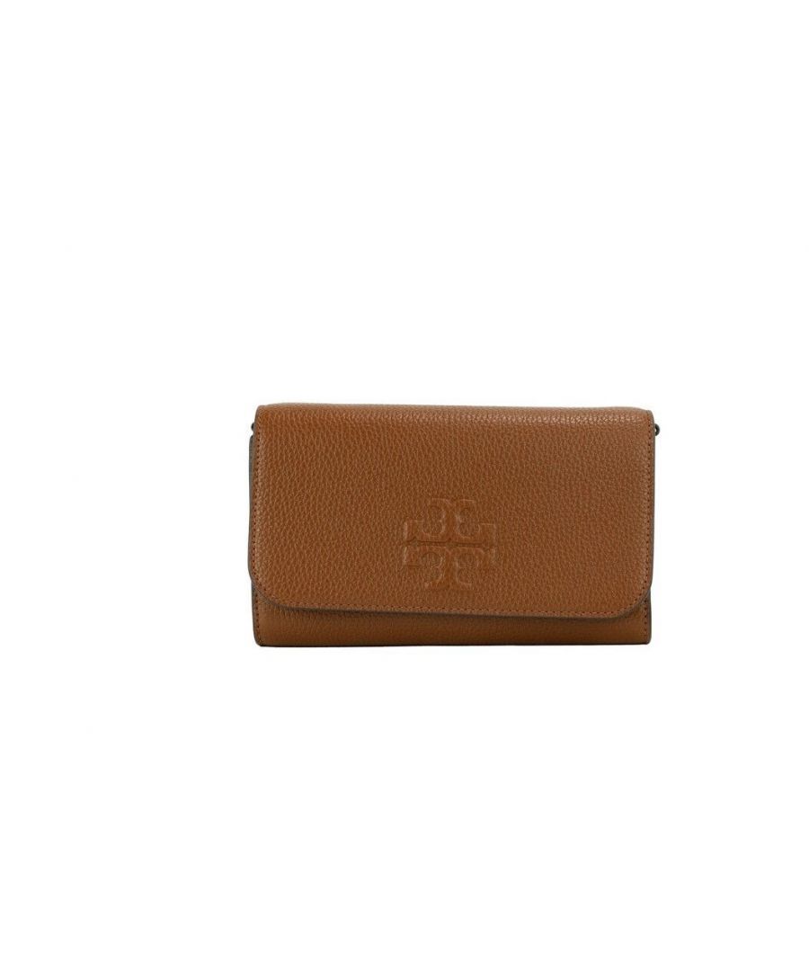 Style: Tory Burch (75029) Thea Small Flat Wallet Crossbody Bag (Moose)\nMaterial: Pebbled Leather\nFeatures: Inner Zip and Slip Pockets, 6 Inner Card Slots, Adjustable/Detachable Crossbody Straps, Removable Pouch with 5 Card Slots and Zip Compartment\nMeasures: 20.32 cm W x 13.33 cm H x 3.81 cm D
