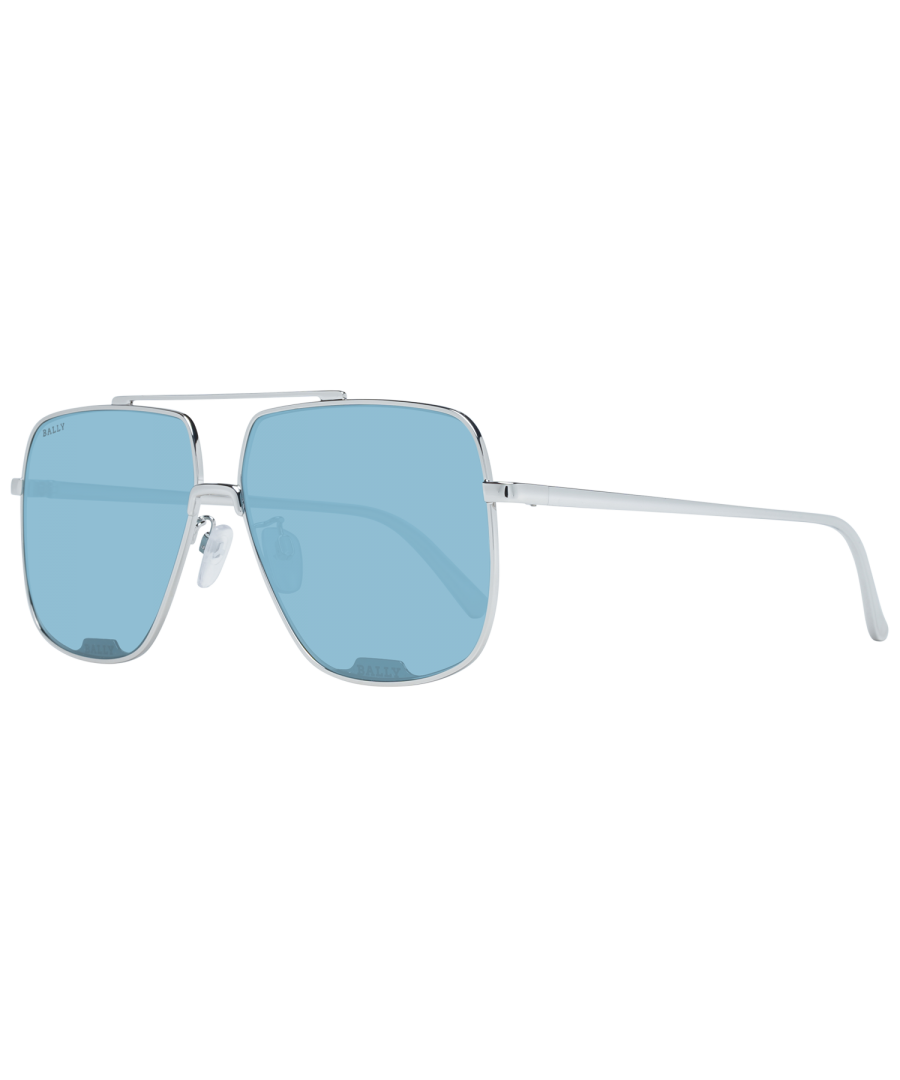 Bally Aviator Unisex Silver  Blue  BY0017-D  BY0017-D are a sleek aviator style crafted from lightweight metal. The double bridge design and silicone nose pads ensure all day comfort. Bally's logo features on the right lens for brand authenticity.