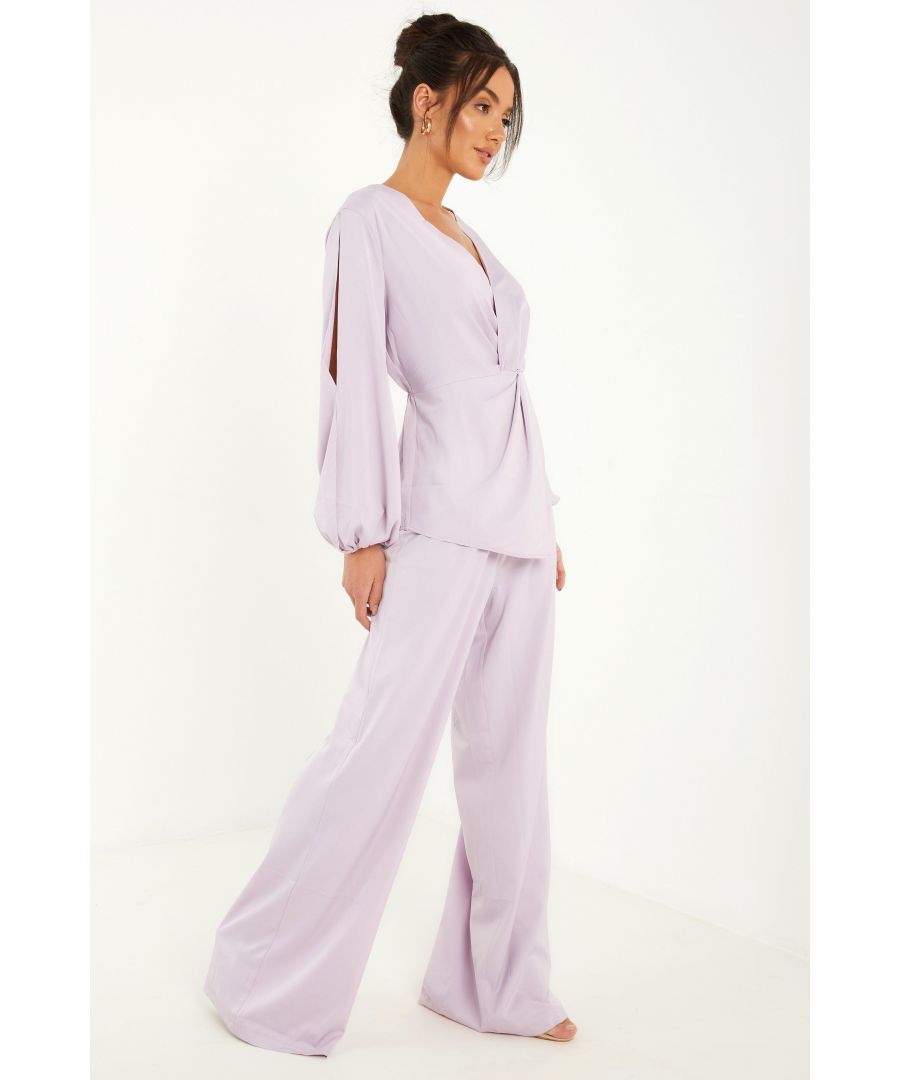 Image for Lilac Satin Palazzo Trousers