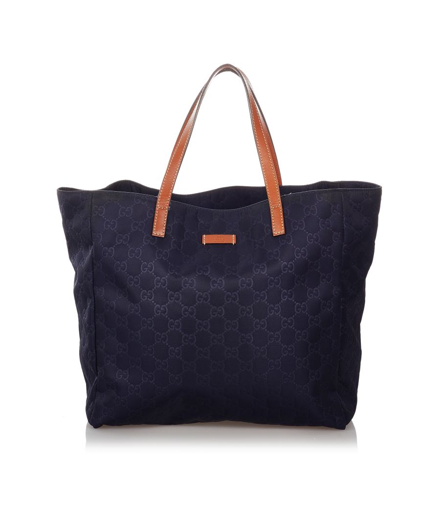 Image for Vintage Gucci GG Nylon Tote Bag Blue
