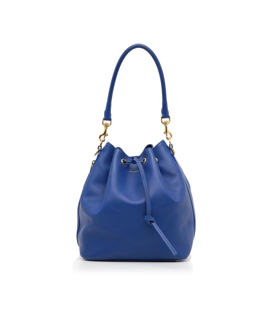 saint laurent pre-owned womens vintage emmanuelle bucket bag blue calf leather - one size
