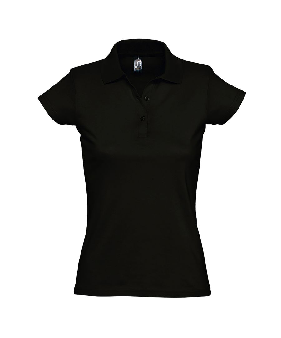 SOLS Womens/Ladies Prescott Short Sleeve Jersey Polo Shirt (Deep Black) Cotton - Size Small