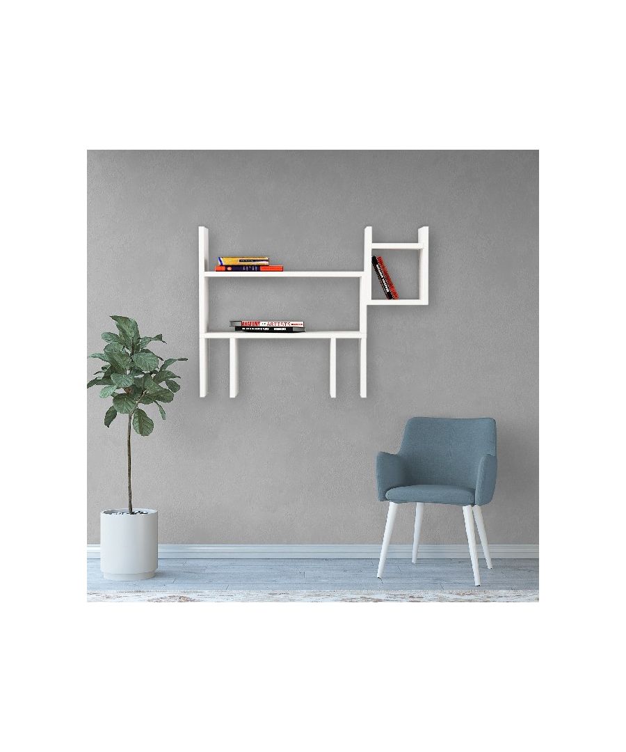 This modern and functional shelf is the perfect solution to keep your books and objects in order, furnishing your home in an original way. Thanks to its design it is ideal for the living area, the sleeping area of the house and the office. Easy-to-clean and easy-to-assemble kit included. Color: White | Product Dimensions: W82xD22xH58 cm | Material: Melamine Chipboard | Product Weight: 8,5 Kg | Supported Weight: Each shelf 7 Kg | Packaging Weight: 10,5 Kg | Number of Boxes: 1 | Packaging Dimensions: W68,5xD33xH13,5 cm.