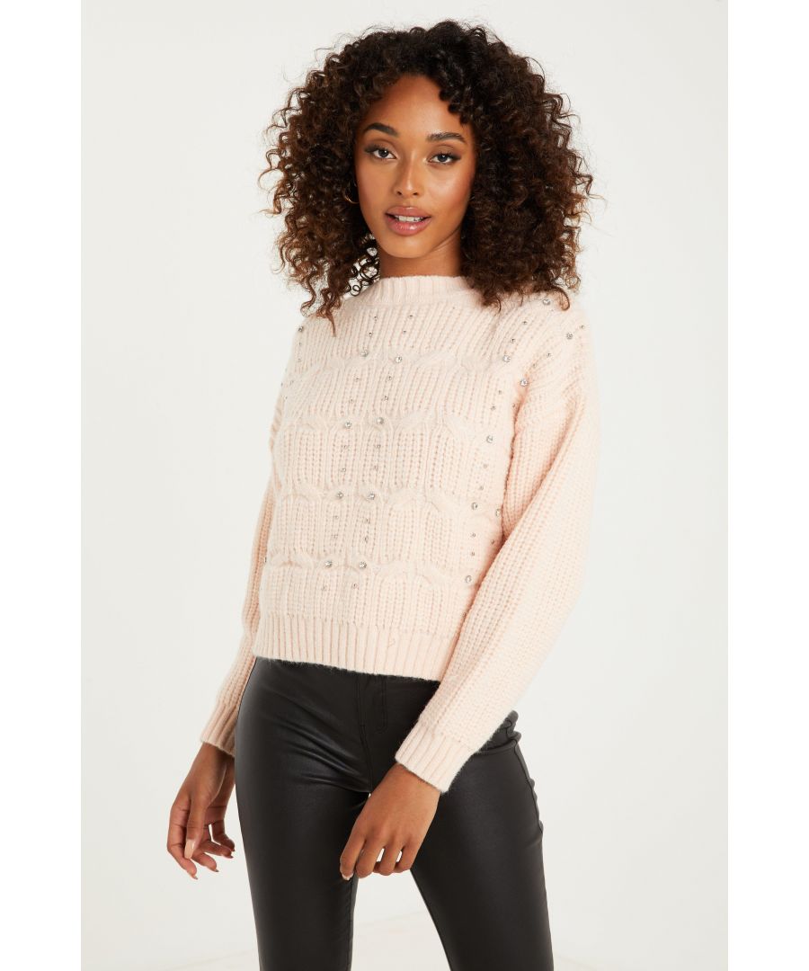 Image for Pale Pink Cable Knit Jumper