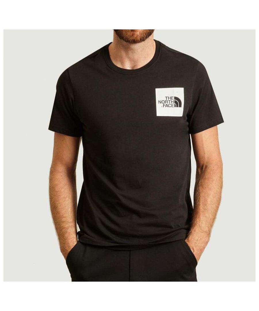 The North Face Mens SS Fine T Shirt Black With White Box Cotton - Size Medium