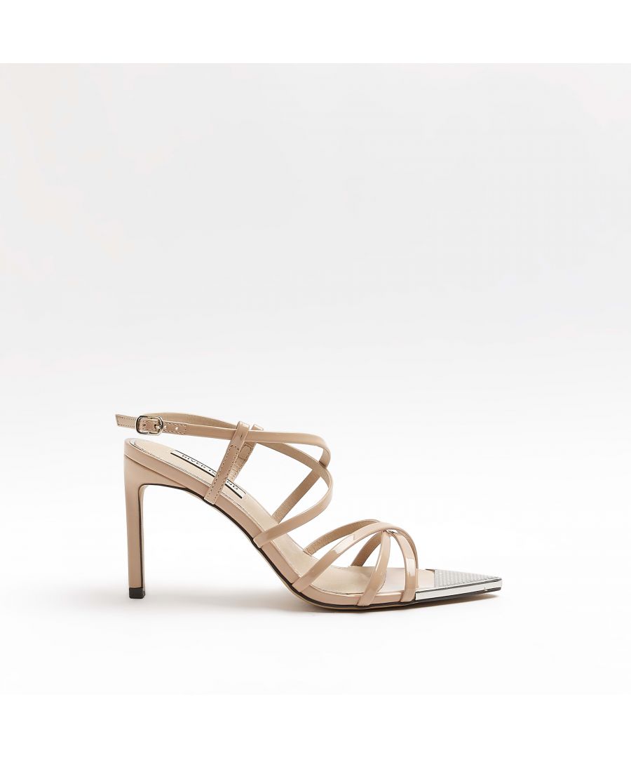 > Brand: River Island> Department: Women> Colour: Beige> Type: Sandal> Style: Strappy> Material Composition: Upper: PU, Sole: Plastic> Material: PU> Upper Material: PU> Pattern: No Pattern> Occasion: Casual> Season: AW22> Closure: Buckle> Shoe Width: Standard> Heel Style: Stiletto