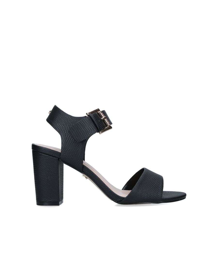 Chic in its simplicity, Carvela's Sadie sandal is just the ticket for all manner of social gatherings. Broadening the black straps and adding a chunky 70mm heel, this versatile style brings a timeless staple right up to date.