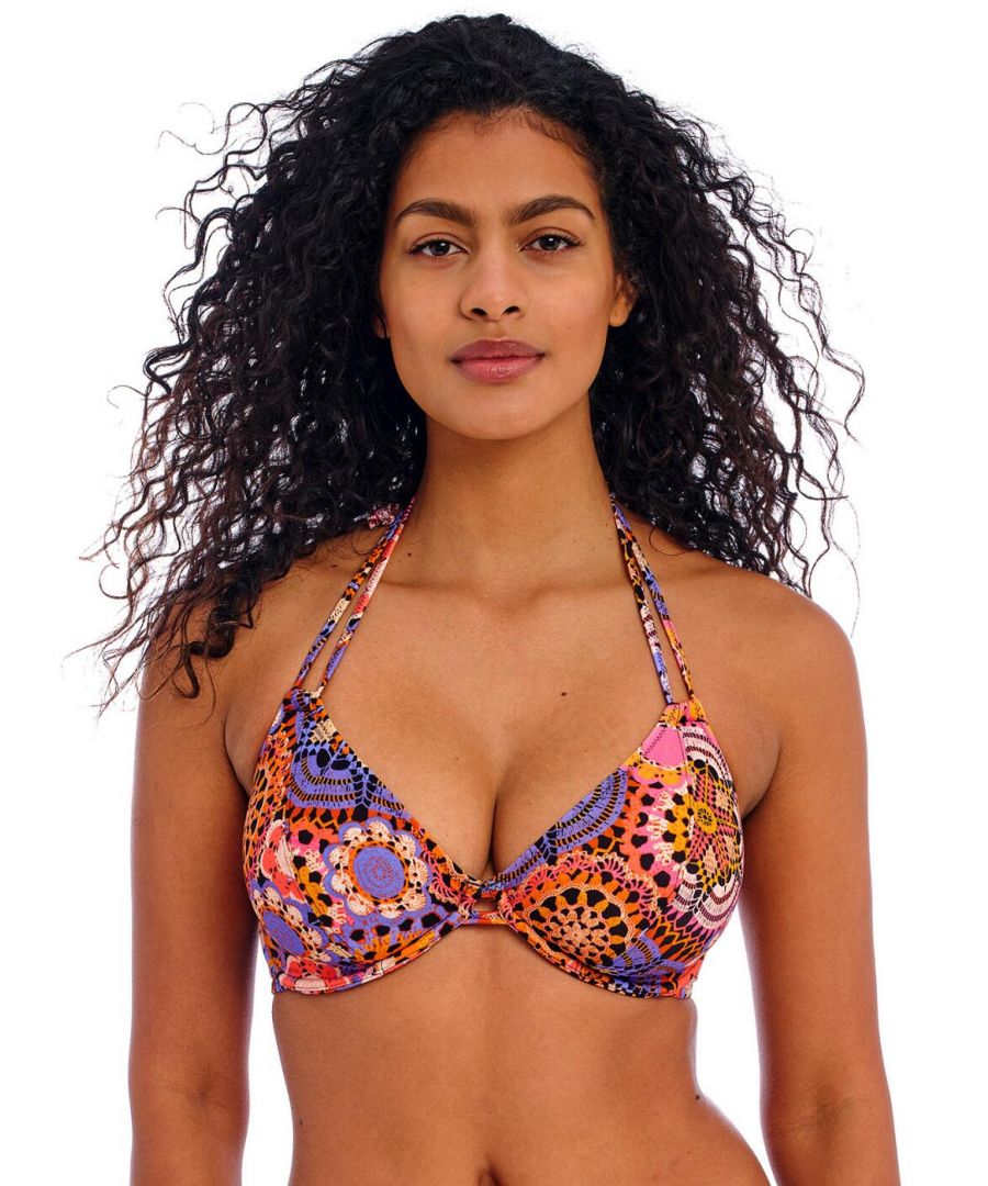 Freya Womens Santiago Nights Halter Bikini Top - Multicolour Polyamide - Size 34DD