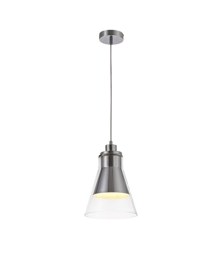 Ceiling Pendant, 1 x E27, Polished Chrome, Clear Glass | Finish: Polished Chrome | Shade Finish: Clear | IP Rating: IP20 | Min Height (cm): 30 | Max Height (cm): 179.5 | Diameter (cm): 20 | No. of Lights: 1 | Lamp Type: E27 | Dimmable: Yes - Dimmable Lamps Required | Wattage (max): 60W | Weight (kg): 1.45kg | Bulb Included: No