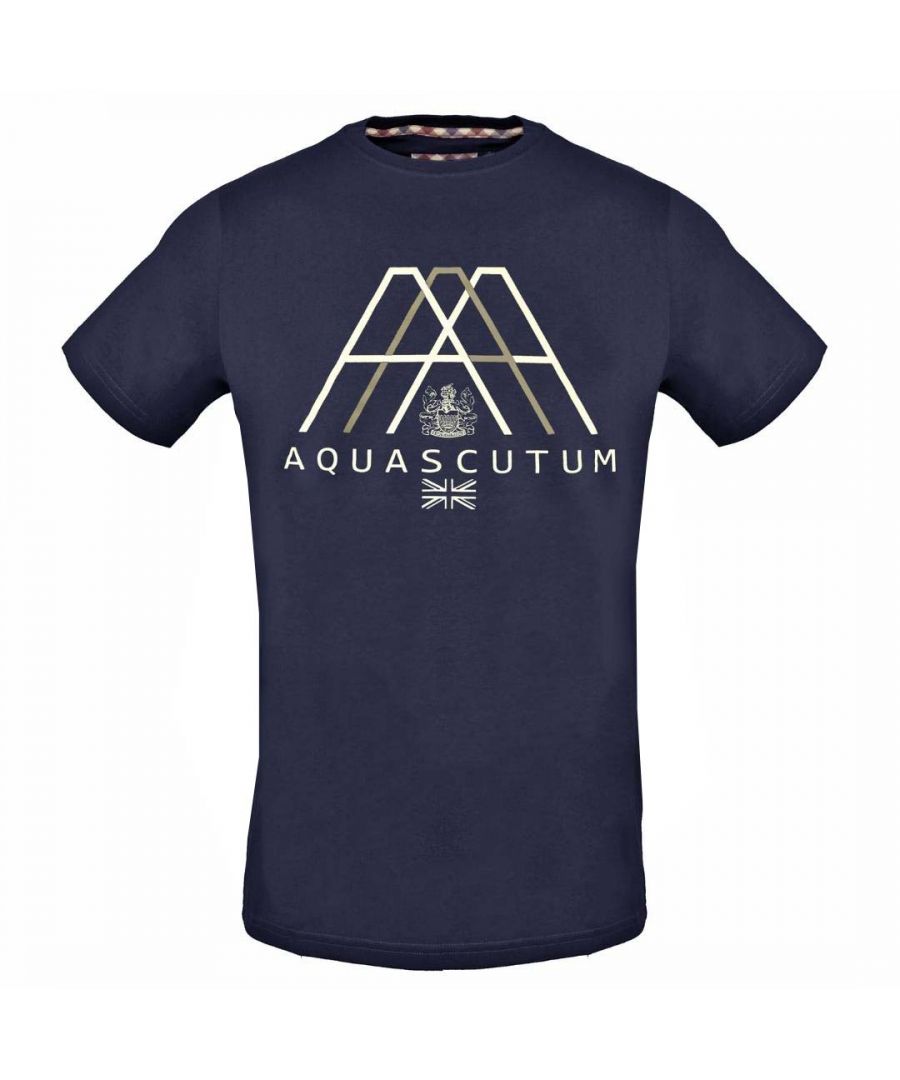 Image for Aquascutum Triple A Logo Navy Blue T-Shirt