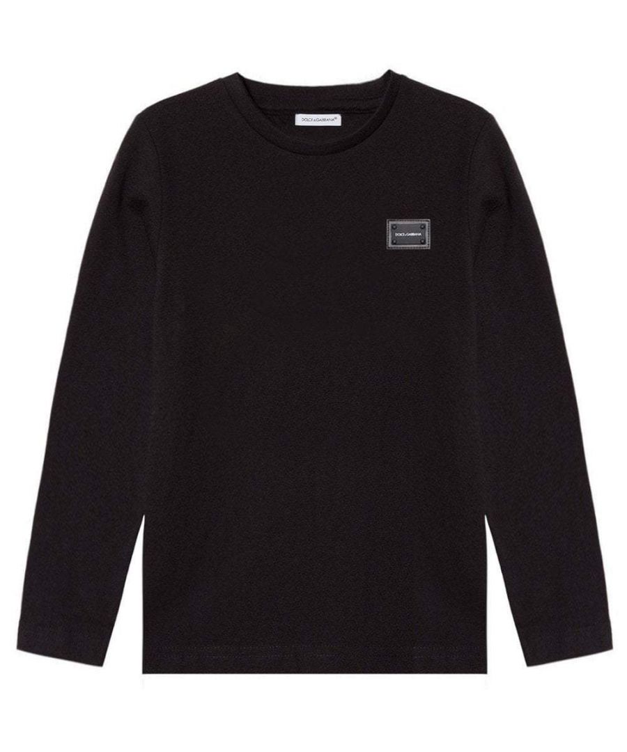Image for Dolce & Gabbana Boys Long Sleeve Metal Logo T-Shirt Black
