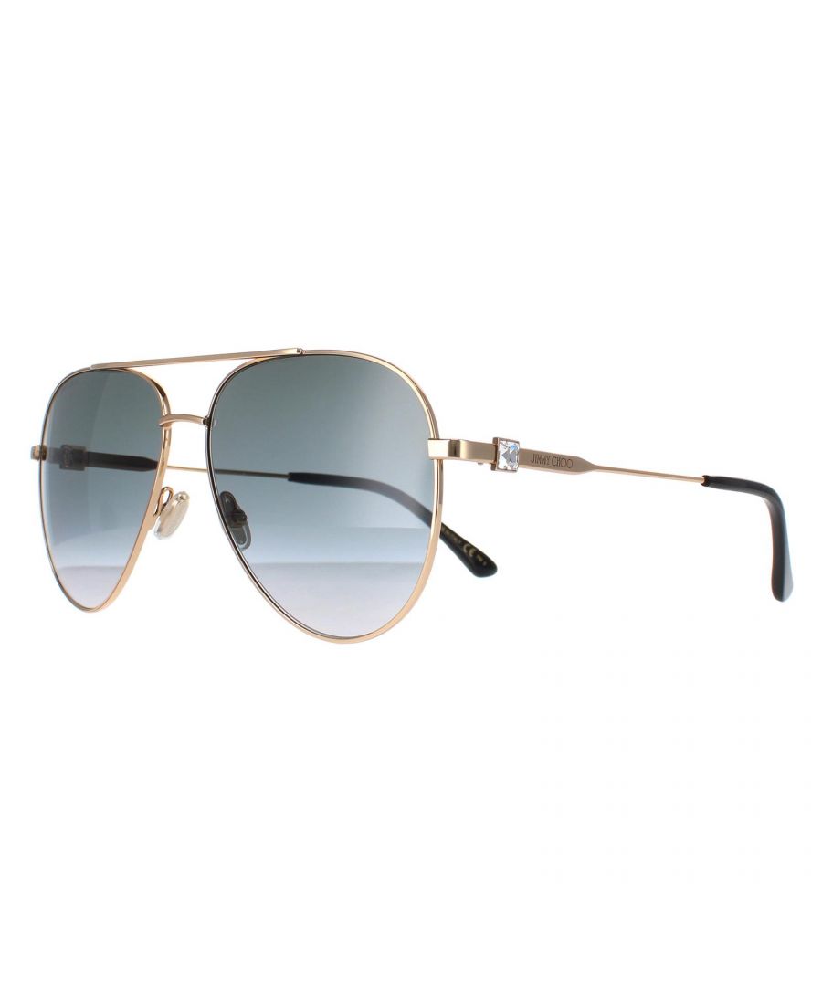 Jimmy Choo Aviator Womens Black Gold Dark Grey Gradient OLLY/S Metal - One Size