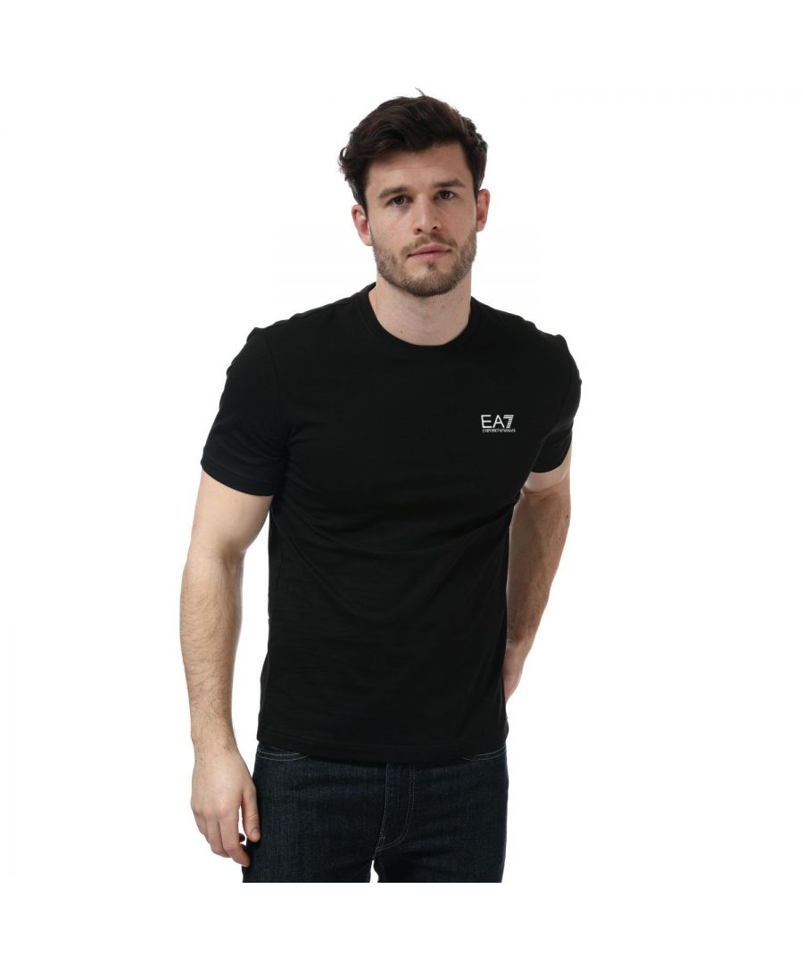 Emporio Armani EA7 T-shirt met logo en groot logo op de achterkant voor heren, zwart