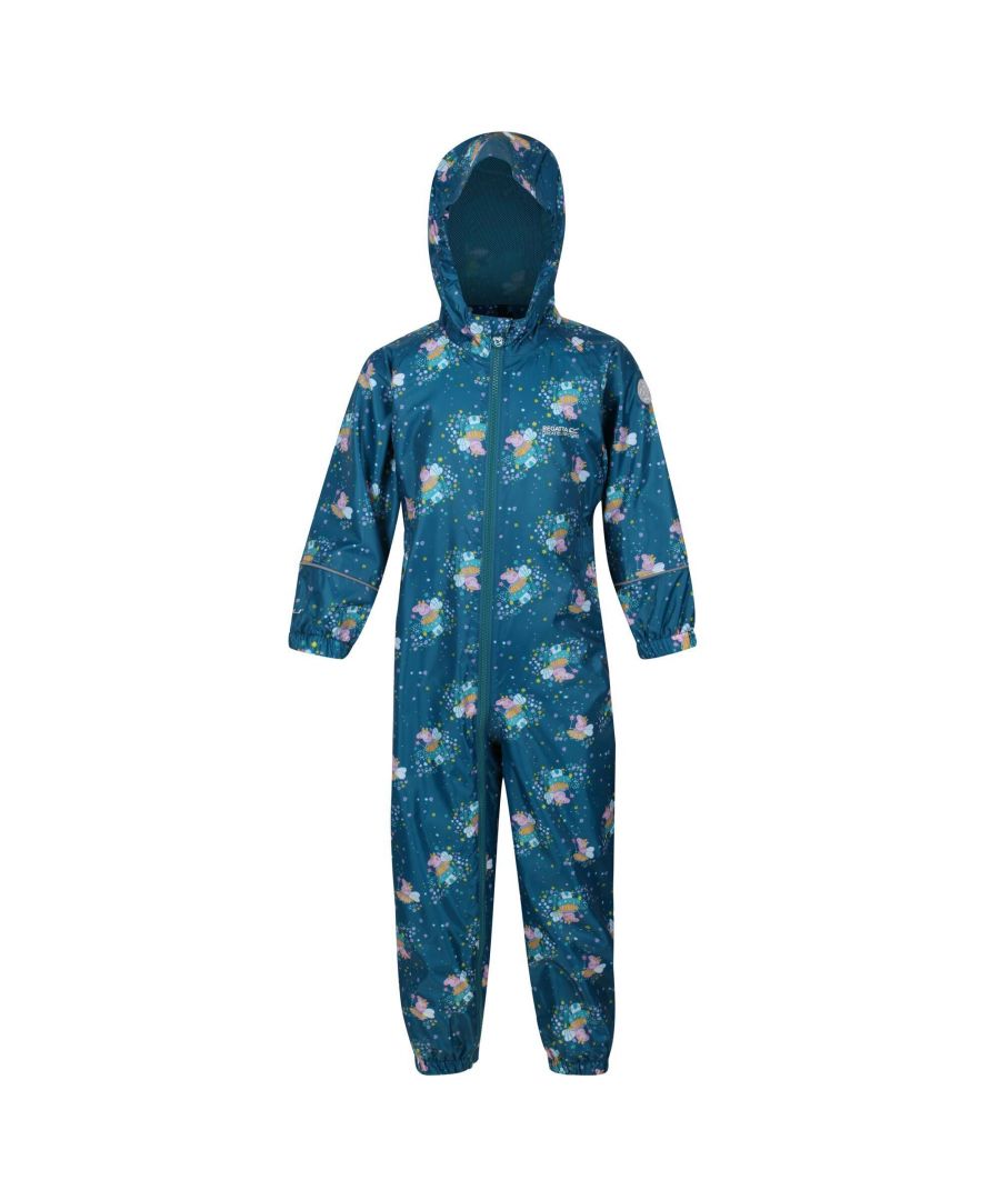 100% Polyester. Fabric: Isolite, Polyamide. Design: Logo, Printed. Lining: Mesh, Taffeta. Characters: Peppa Pig. Cuff: Elasticated. Waistline: Elasticated. Neckline: Hooded. Sleeve-Type: Long-Sleeved. Fabric Technology: Breathable, DWR Finish, Lightweight, Waterproof. Hood Features: Elasticated, Grown On Hood. Reflective Trim, Taped Seams. Fastening: Asymmetric, Zip. 100% Officially Licensed. 5000g/m²/24hrs. 261gsm.