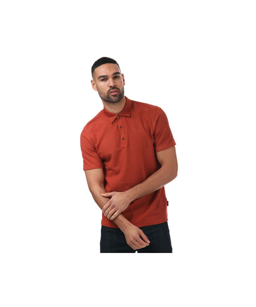 Men's Ted Baker Strict Waffle Textured Polo Shirt in Orange
