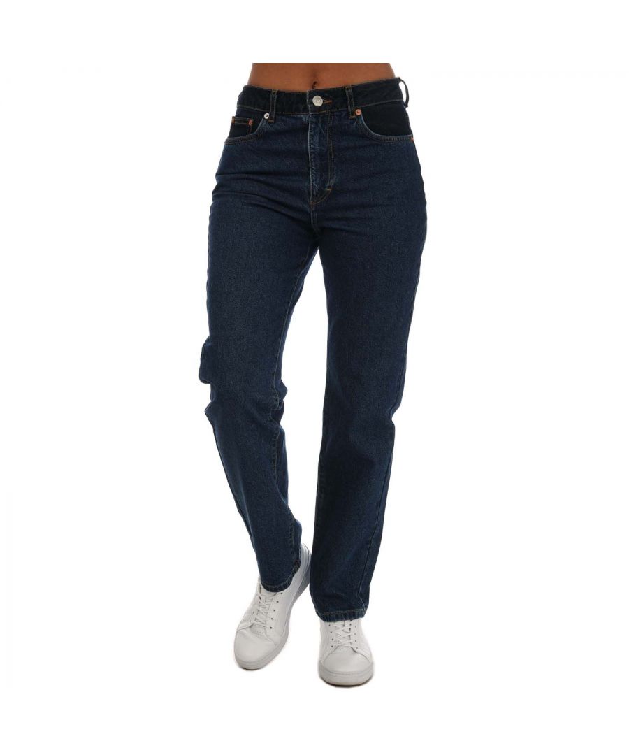 French Connection Leona jeans met hoge taille en rechte pijpen voor dames, denim