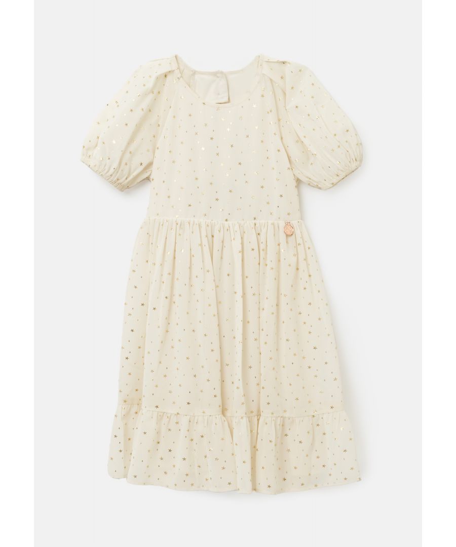 Angel & Rocket Girls Ada Gold Star Party Dress - Cream - Size 6Y