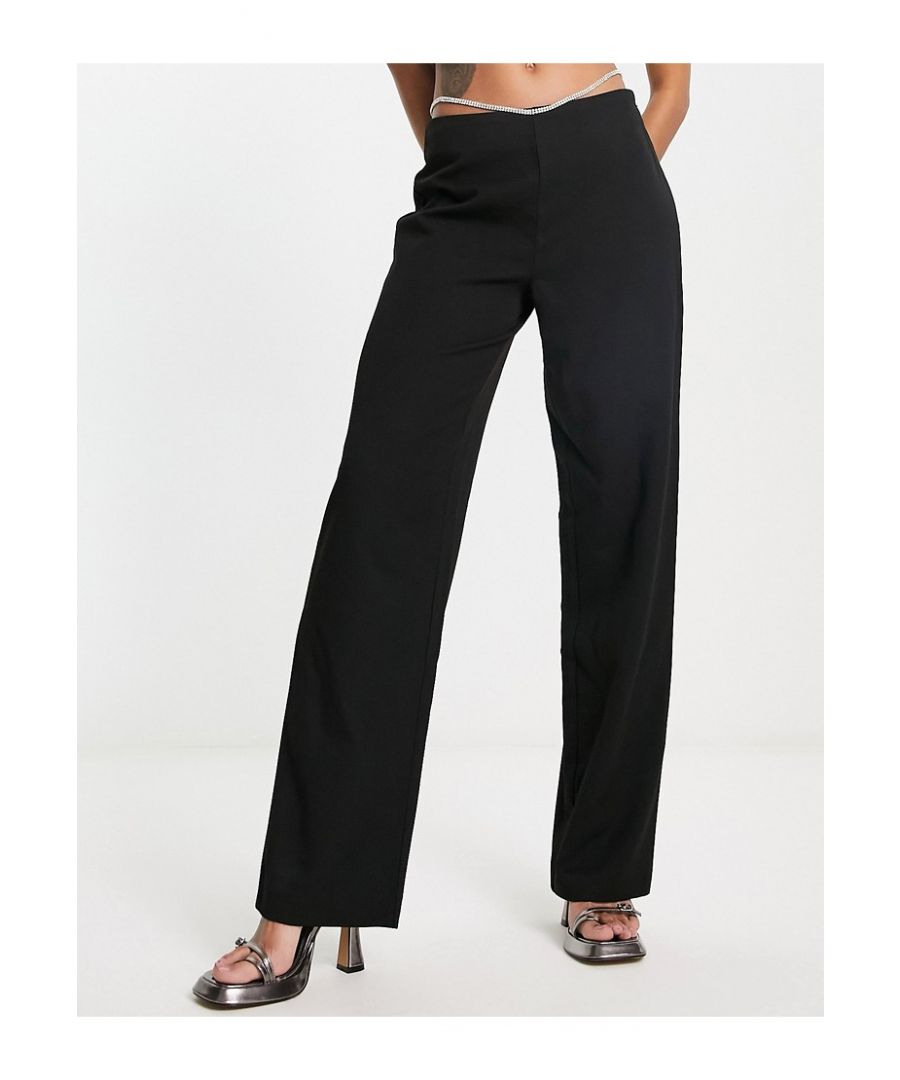 Trousers & Leggings by Only Make your jeans jealous High rise Diamante belly chain Wide leg Sold by Asos