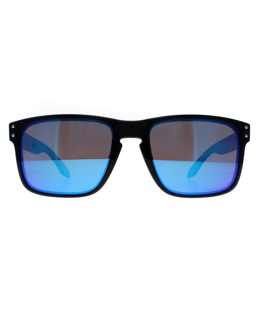 Oakley Rectangle Mens Black Ink Prizm Sapphire Polarized Holbrook  Sunglasses have a retro look in this vintage style designed by snowboarding superstar Shaun White but with the awesome engineering and design that is the Oakley norm.