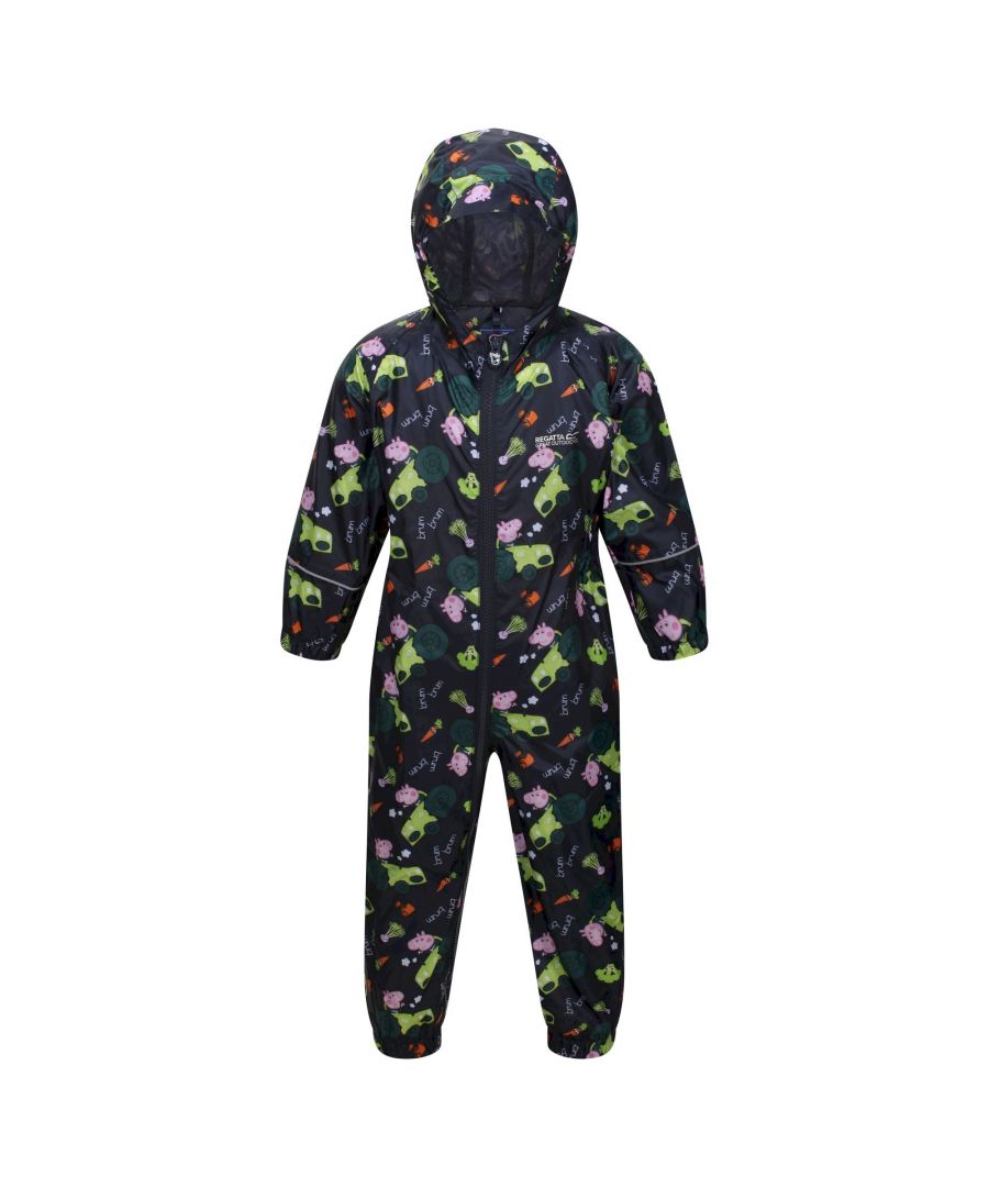 100% Polyester. Fabric: Isolite. Design: Crop, Logo, Text, Tractor. Lining: Mesh, Taffeta. Characters: Peppa Pig. Cuff: Elasticated. Neckline: Hooded, Zip. Sleeve-Type: Long-Sleeved. Waistline: Part Elasticated. All-Over Print, Elasticated Ankles, Reflective Trim, Taped Seams. Fabric Technology: Breathable, DWR Finish, Lightweight, Waterproof. Hood Features: Grown On Hood, Part Elasticated. Fastening: Full Zip. Length: Ankle. 100% Officially Licensed. 5000g/m²/24hrs.