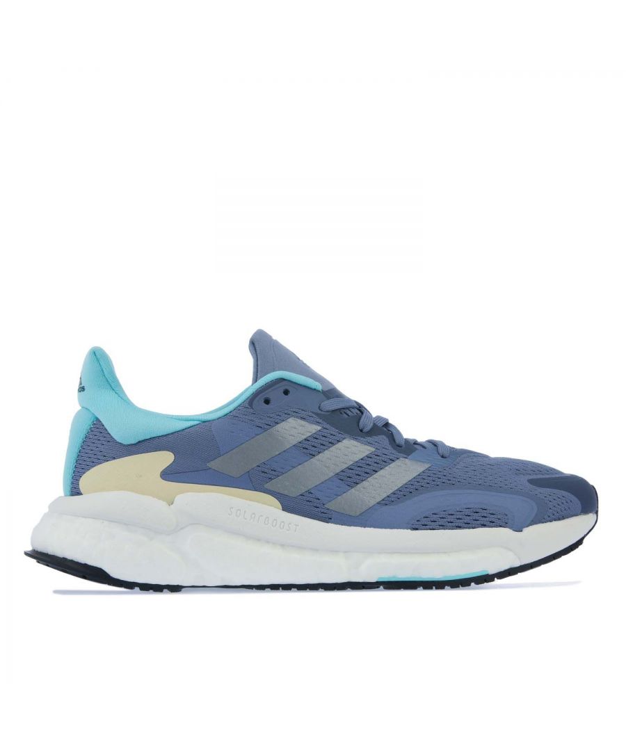 Womens adidas Solarboost 3 Running Shoes in violet.- Textile upper. - Lace closure.- Regular fit.- Ventilation on the upper  TPU overlays.- Heel counter.- Boost midsole.- Stretchweb outsole with Continental™ Rubber.- Textile upper  Textile lining  Stretchweb outsole.- Ref.: H67349