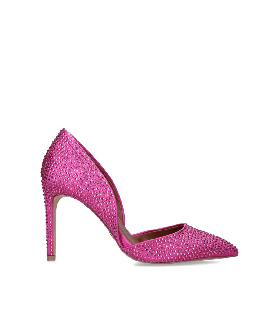 The KGL Regal Heatseal are a court heel with cut outs at the side. The upper is completely embellished with pink crystals. Heel height: 10cm.