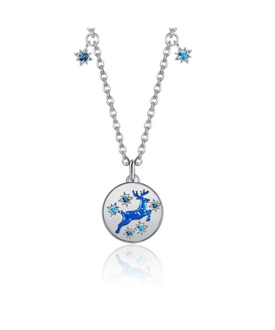 Blue Pearls Womens Swarovski - Crystal Christmas Reindeer Necklace - One Size
