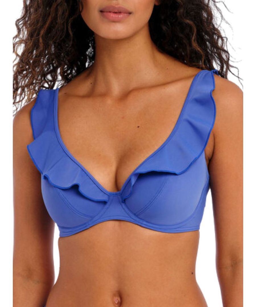 Freya Womens Jewel Cove High Apex Bikini Top - Blue Nylon - Size 36H