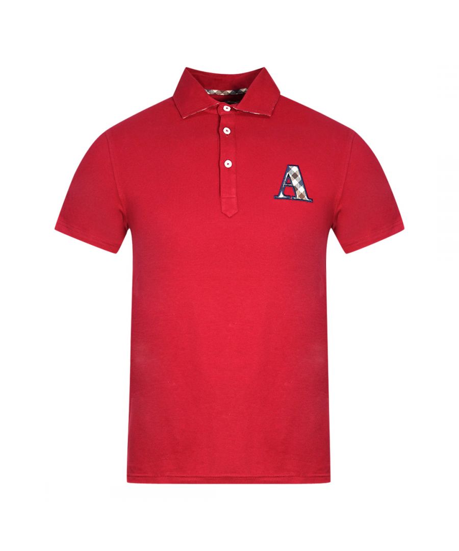 Polo Aquascutum Check A Logo Rouge. Polo rouge Aquascutum. Logo de marque, manches courtes. Coupe extensible 95 % coton 5 % élasthanne. Coupe régulière, s'adapte à la taille. Code de style : QMP020 32