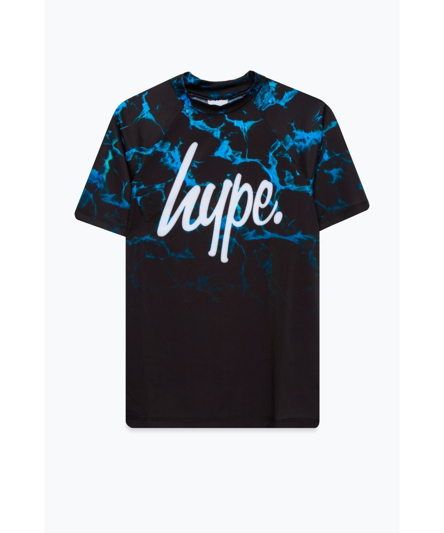 Meet the HYPE. Boys Marble Black Sun Top, the perfect overlay for those warm summer days. Made from an 80% Poly 20% Elastane fabric blend for the ultimate level of comfort, boasting a black marble print and the HYPE. script logo in contrasting white. Complete the look with a pair of HYPE. swim shorts, sunglasses, and sliders! 