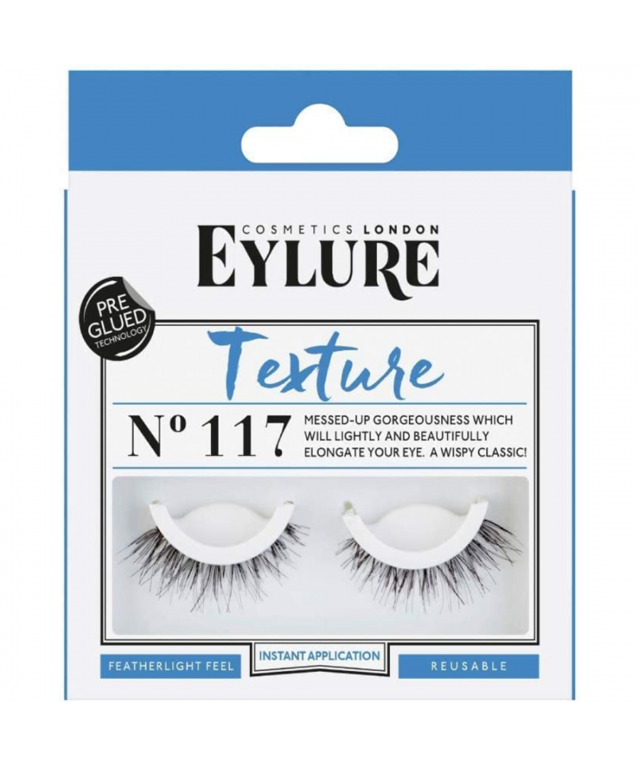 Suitable for all eye shapes, Eylure strip lashes enhance the natural beauty of your eyes. Ideal for regular wear or a special occasion. These lashes are lightweight and are designed to offer beautiful lash enhancement , without feeling heavy or looking clumpy! Texture No. 117 are messed-up gorgeousness which will lightly and beautifully elongate your eye. A wispy classic!