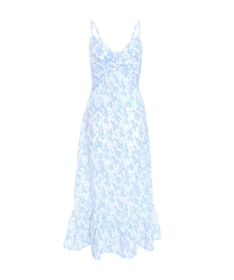 Quiz Womens Light Blue Ditsy Floral Midi Dress - Size 16 UK