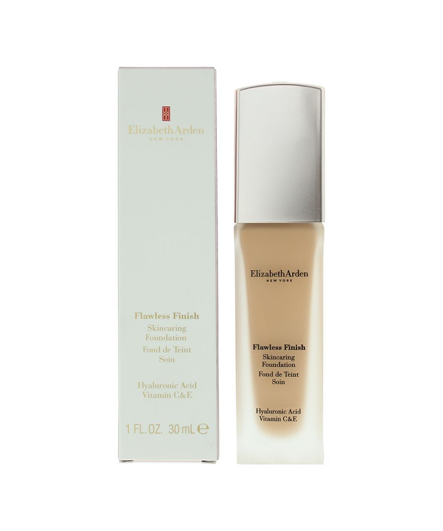Elizabeth Arden Flawless Finish Skincaring Foundation is a range of foundation that combines the needs of skincare with the usefulness of foundation. The liquid foundation delivers flawless, 24 hour coverage, with a natural finish and long wearing, lightweight formula. The foundation also delivers nourishment for the skin, with hyaluronic acid, Vitamin C and Vitamin E to comfort and condition, and in turn leaves skin healthy, even-toned, brighter, younger and more supple.